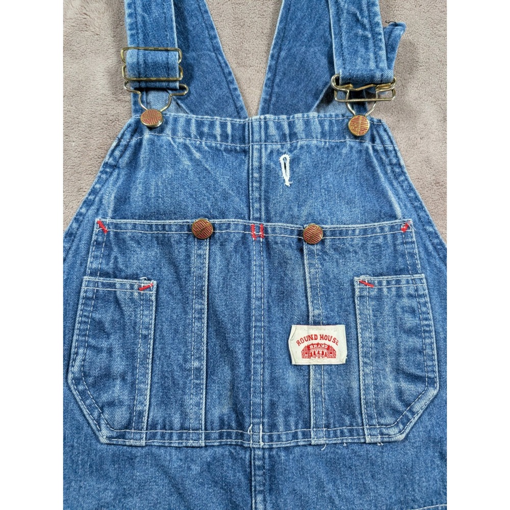 Round House Overalls Mens 36x34 Blue Denim Bib Workwear Made in USA Utility